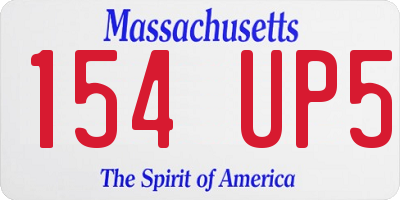 MA license plate 154UP5