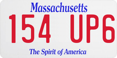 MA license plate 154UP6