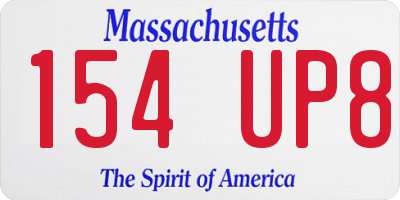 MA license plate 154UP8
