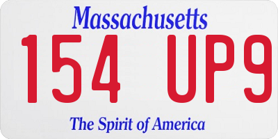 MA license plate 154UP9