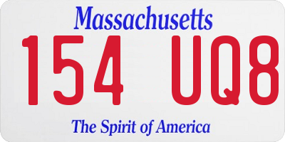 MA license plate 154UQ8