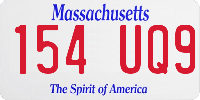 MA license plate 154UQ9