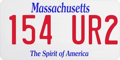 MA license plate 154UR2