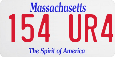 MA license plate 154UR4