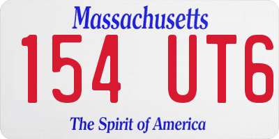 MA license plate 154UT6