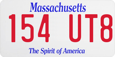 MA license plate 154UT8