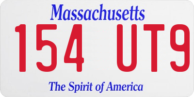 MA license plate 154UT9