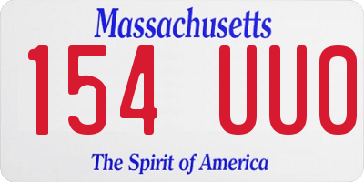 MA license plate 154UU0