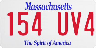 MA license plate 154UV4