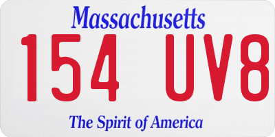 MA license plate 154UV8