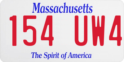 MA license plate 154UW4