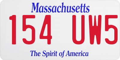 MA license plate 154UW5