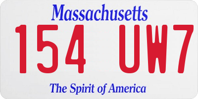 MA license plate 154UW7