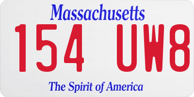 MA license plate 154UW8