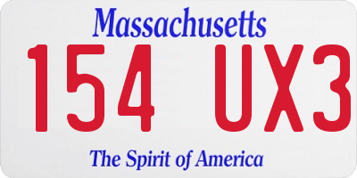 MA license plate 154UX3