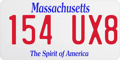 MA license plate 154UX8
