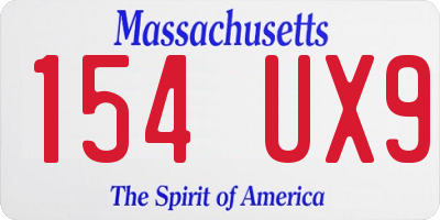 MA license plate 154UX9