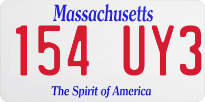MA license plate 154UY3