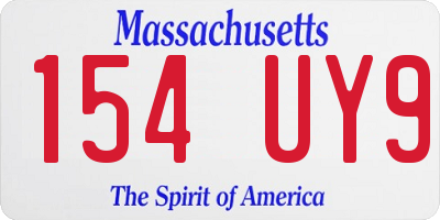 MA license plate 154UY9
