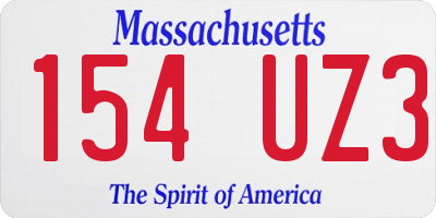 MA license plate 154UZ3