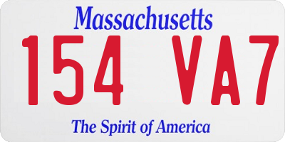 MA license plate 154VA7