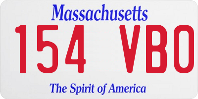 MA license plate 154VB0