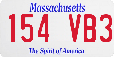 MA license plate 154VB3