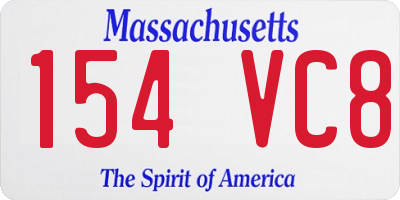MA license plate 154VC8