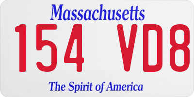 MA license plate 154VD8