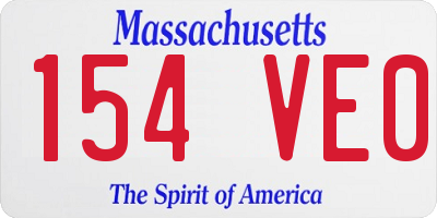 MA license plate 154VE0