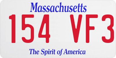MA license plate 154VF3