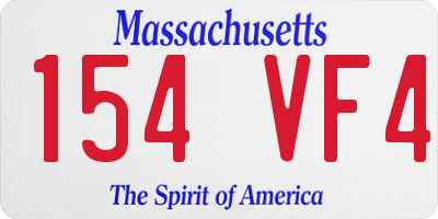 MA license plate 154VF4