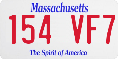 MA license plate 154VF7
