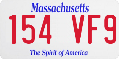 MA license plate 154VF9