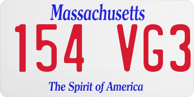 MA license plate 154VG3