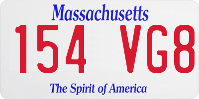 MA license plate 154VG8