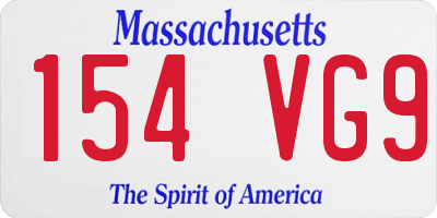 MA license plate 154VG9