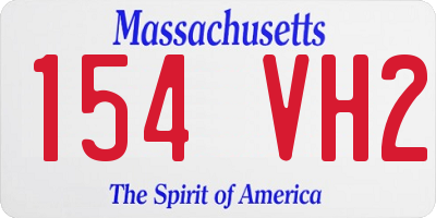 MA license plate 154VH2