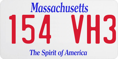 MA license plate 154VH3