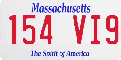 MA license plate 154VI9