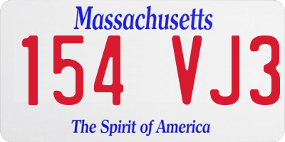 MA license plate 154VJ3