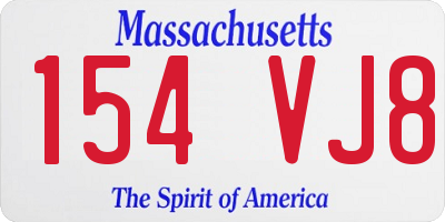 MA license plate 154VJ8