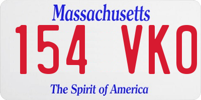 MA license plate 154VK0