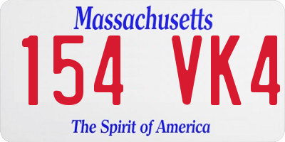 MA license plate 154VK4