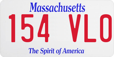 MA license plate 154VL0
