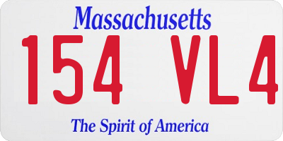 MA license plate 154VL4