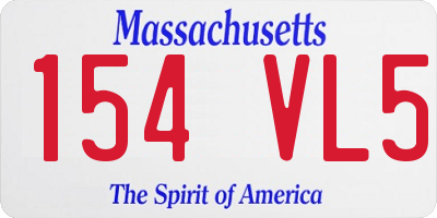 MA license plate 154VL5