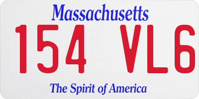 MA license plate 154VL6