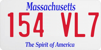 MA license plate 154VL7