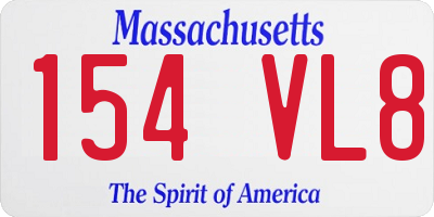 MA license plate 154VL8